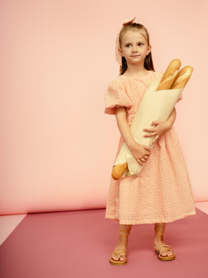 Eloise Ballon Sleeve Dress - Peach